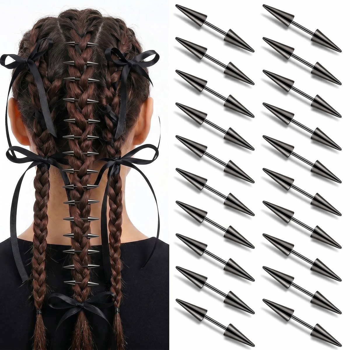 SolidKeus - Set van 20 Goth Spikes voor Haaraccessoires