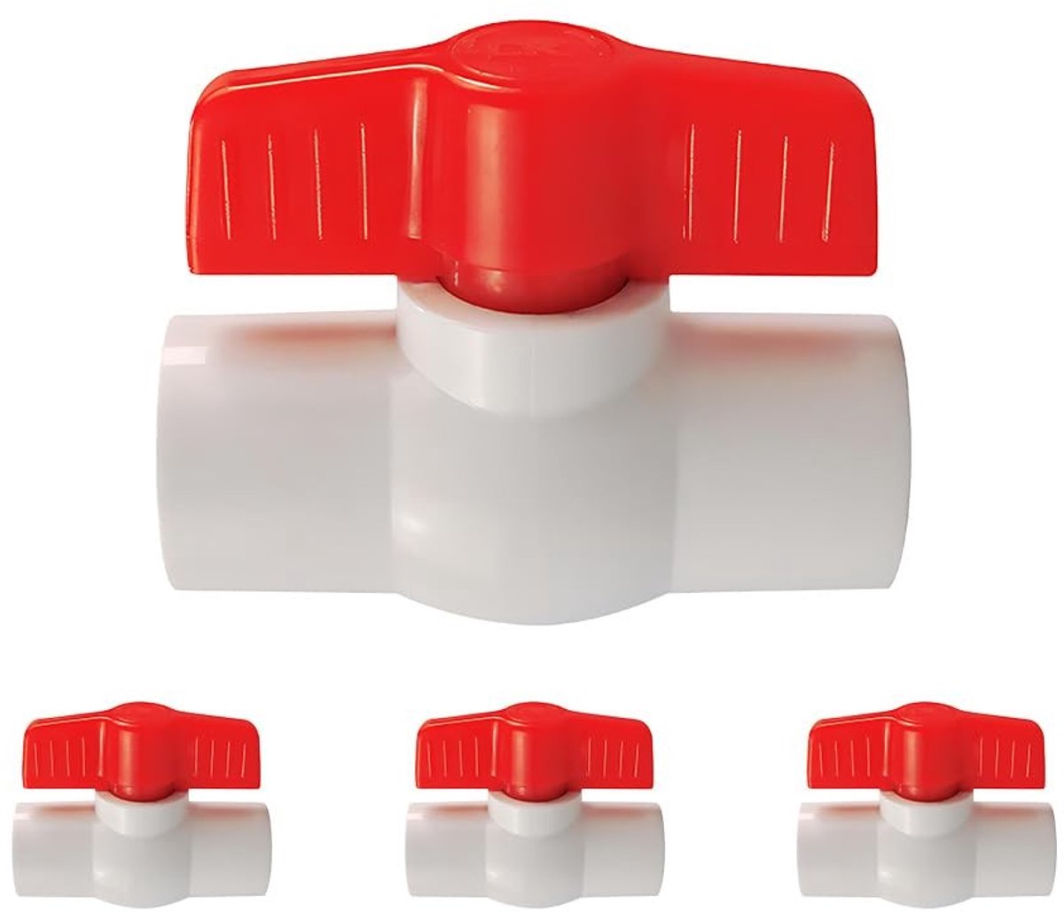 SolidKeus - Set van 4 PVC Kogelafsluiters voor Waterpijpen en Zwembaden