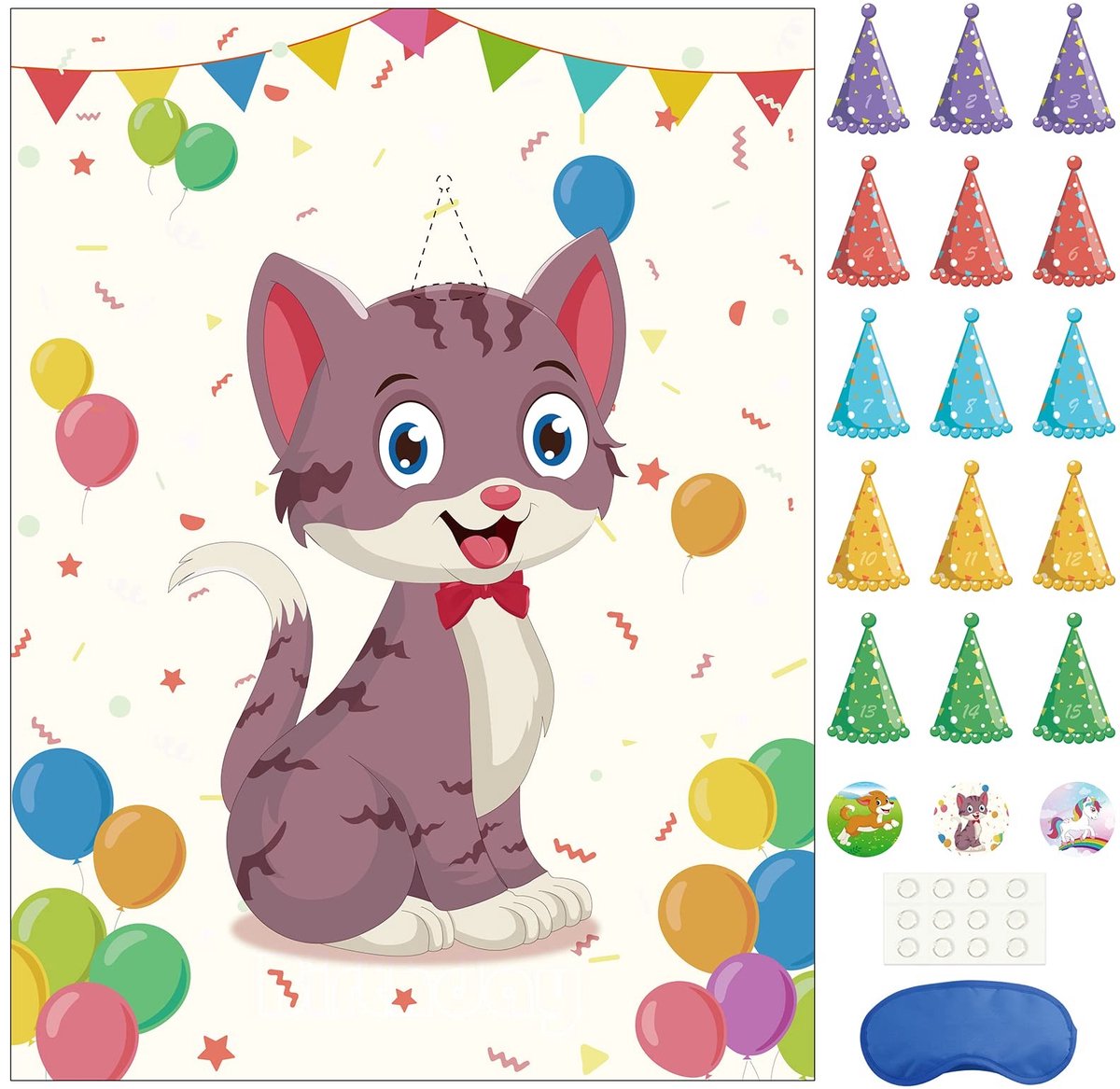 SolidKeus - Pin the Tail on The Cat Spel voor Verjaardagsfeestjes