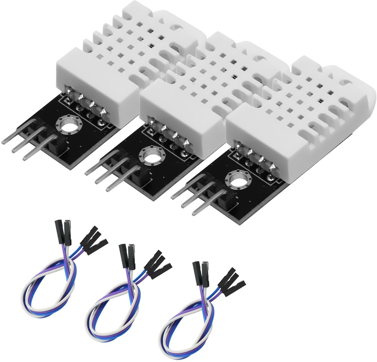 SolidKeus - DHT Temperatuursensor Module met Kaart en Kabel, Set van 3