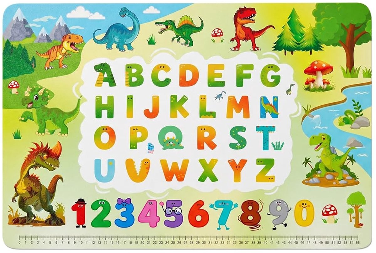 SolidKeus - Bureauonderlegger voor Kinderen met Dinosaurus Motief, Afwasbaar en Robuust