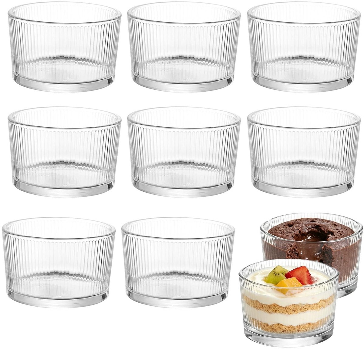 SolidKeus - Set van 8 Transparante Dessertglazen van 200 ml