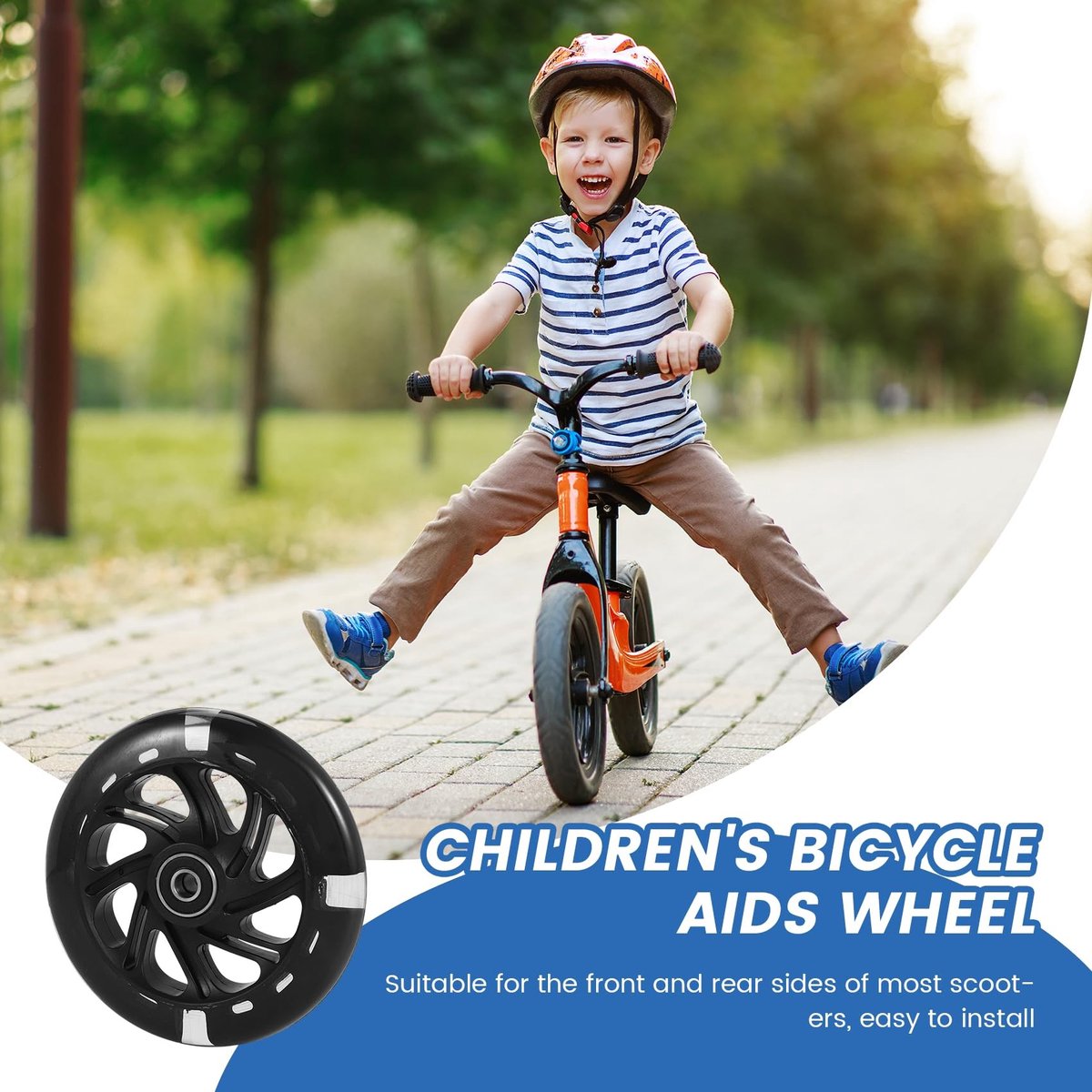 SolidKeus - LED Verlichte Kinder Scooter Wielen 120 mm Zwart