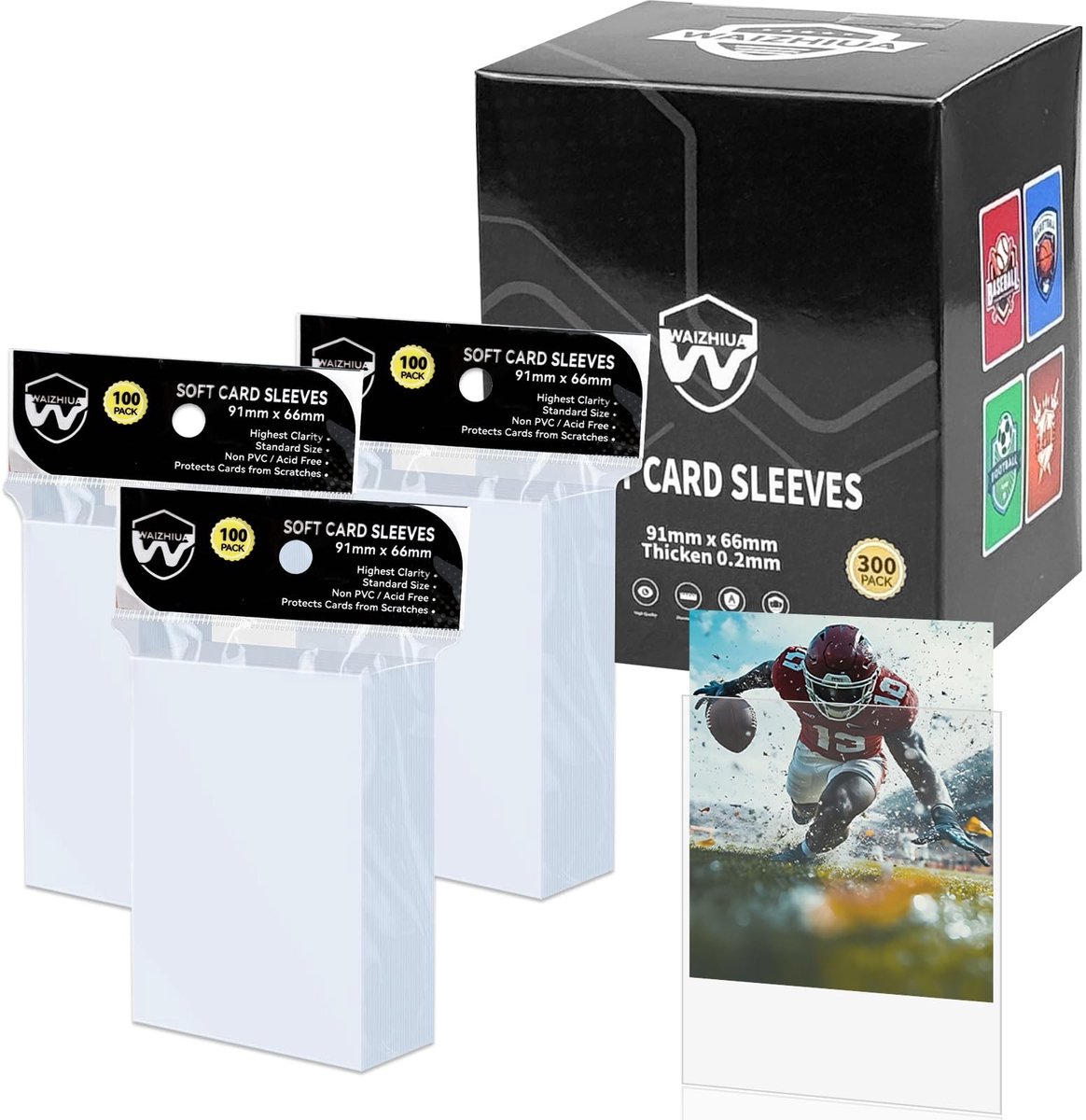 SolidKeus - 300 Stuks Transparante Kaartsleeves voor Handelskaarten
