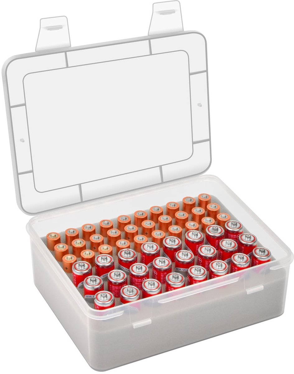 SolidKeus - Batterij Organiser met Vaste Sponshouder voor 54 Batterijen