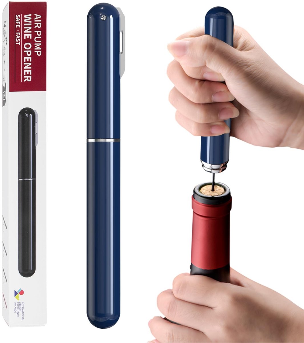 SnelShoppen - 2-in-1 Wijnopener met Luchtdruk en Foliesnijder, Gemakkelijk te Gebruiken Corkscrew, Perfect Cadeau voor Wijnliefhebbers, Ideaal voor Fe