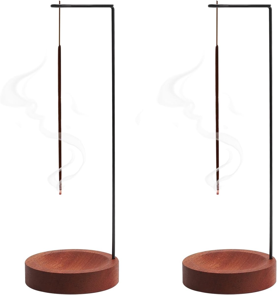Set van 2 Houten Wierookhouder met Ronde Basis voor Meditatie, Slaap, Yoga en Aromatherapie