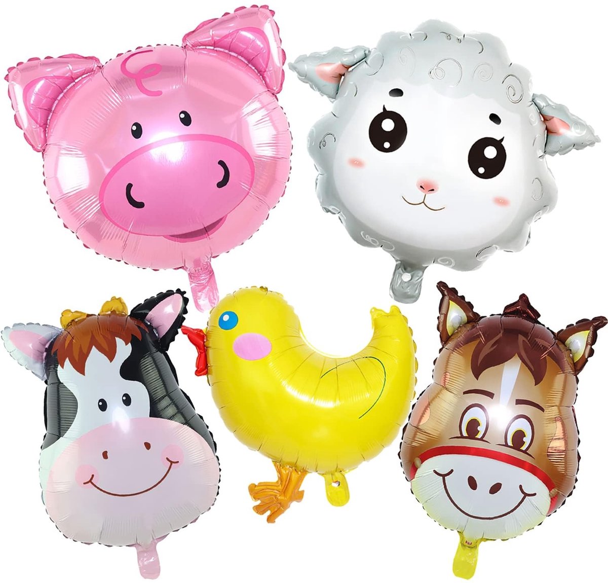 SolidKeus - Boerderij Dieren Ballonset, 5 Stuks voor Kinderfeest