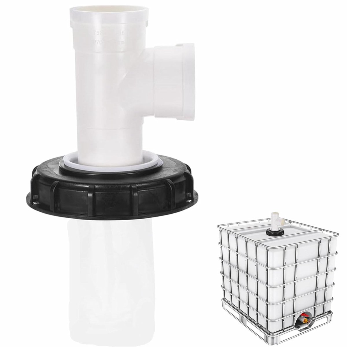 SolidKeus - F-Vorm IBC Tank Deksel met Wasbare Nylon Filter voor 1000L Regenwatertank