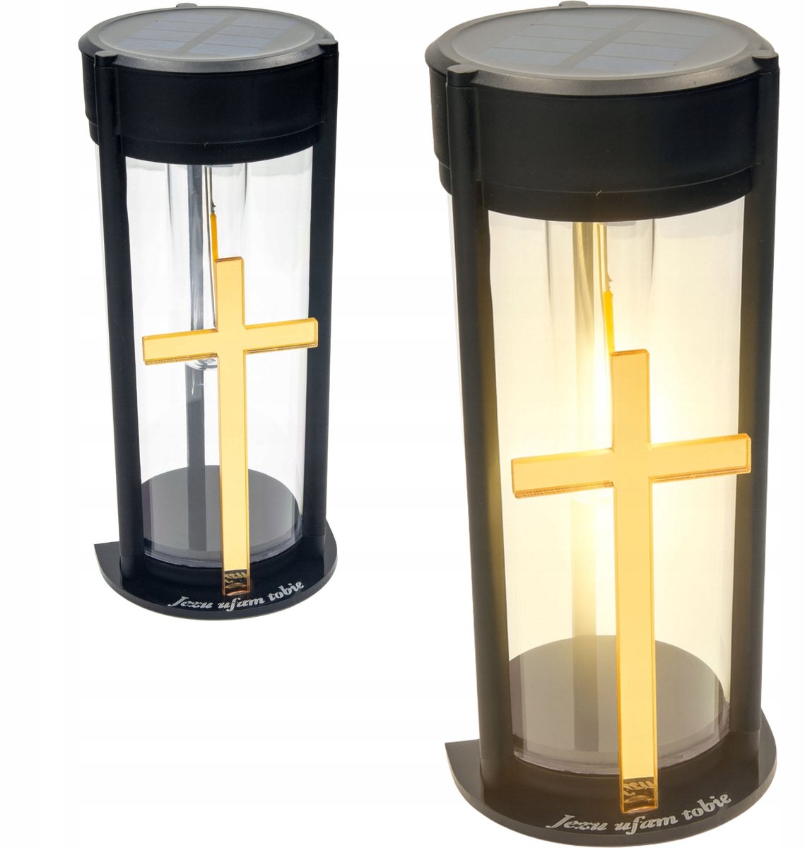 Zonne-LED Graf Lantaarn met Gouden Kruis - Duurzaam & Onderhoudsvrij