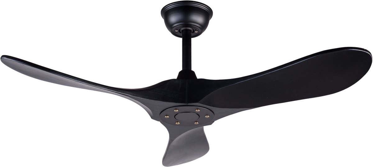 COVREO Plafondventilator 42 inch zwart, 3 houten bladen, zonder licht