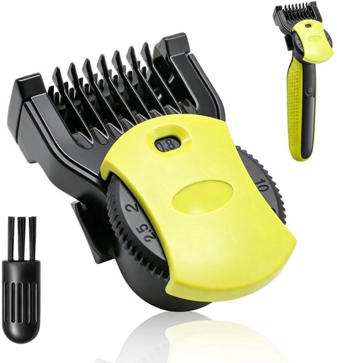 Reservekop en verstelbare kam voor baard- en lichaamsheerapparaat, baardkam, compatibel met Philips Oneblade, reservekoppen met 14 lengtes (0,4-10 mm)