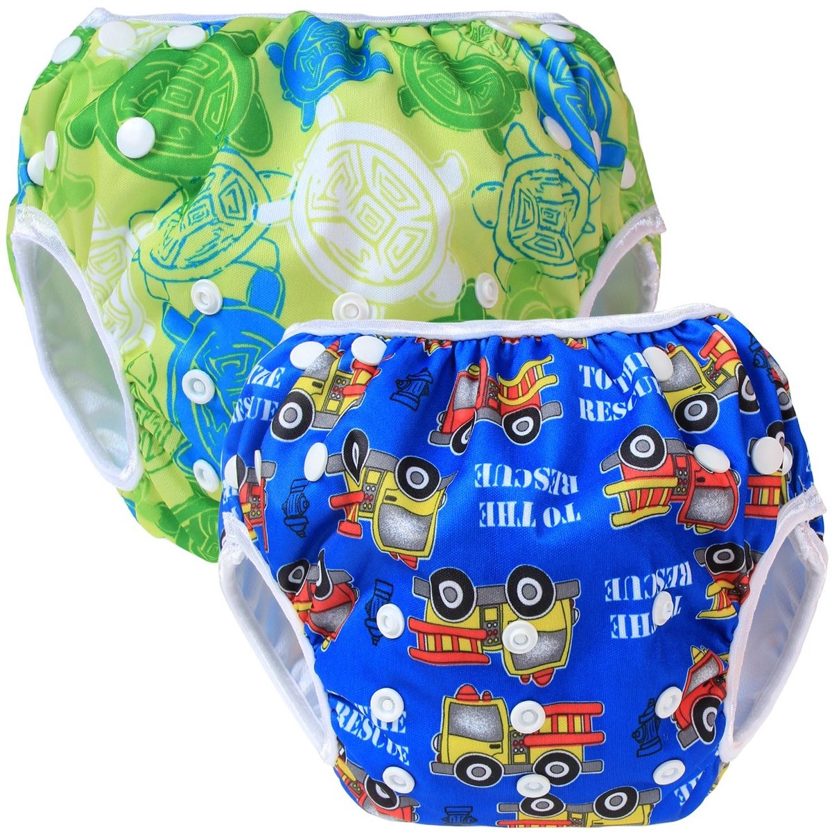 SolidKeus - Herbruikbare Zwemluier voor Baby's, 2-Packs, Groen + Blauw