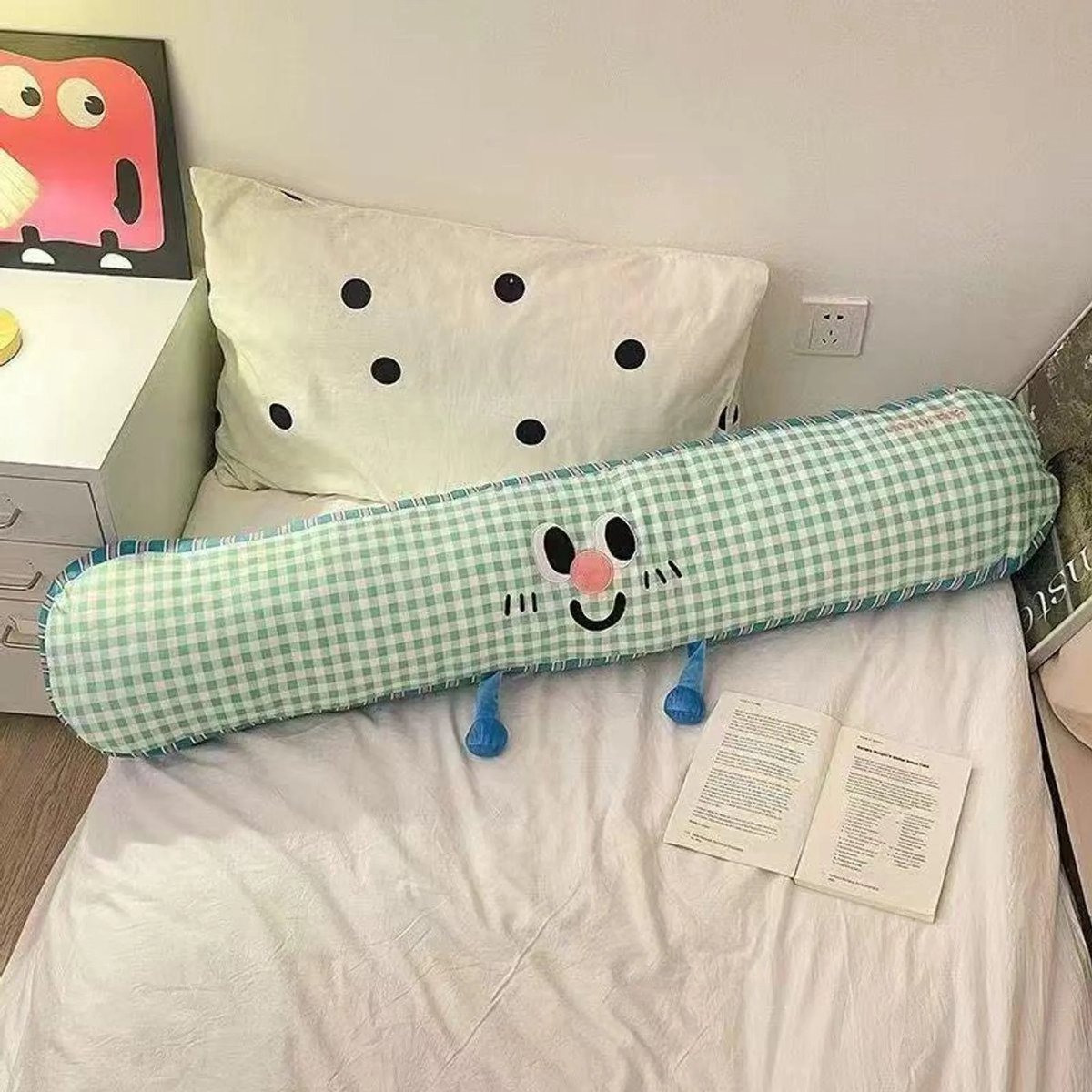 Casalora Lang Kussen 120 cm – Gestreept Lichaamskussen voor Zijslapers – Dopamine Stijl – Rugkussen voor Bed & Bank – Knuffelkussen met Katoenen Hoes & PP Vulling – Goren