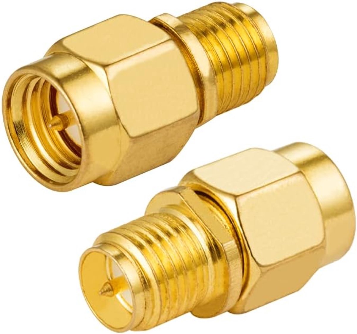Male naar RP-SMA Female (met pin) Adapter RF Coax Rechte Adapter Verguld voor 2G 3G 4G Wifi Antenne Routerkaart Draadloos WLAN Netwerk (2 Stuks)