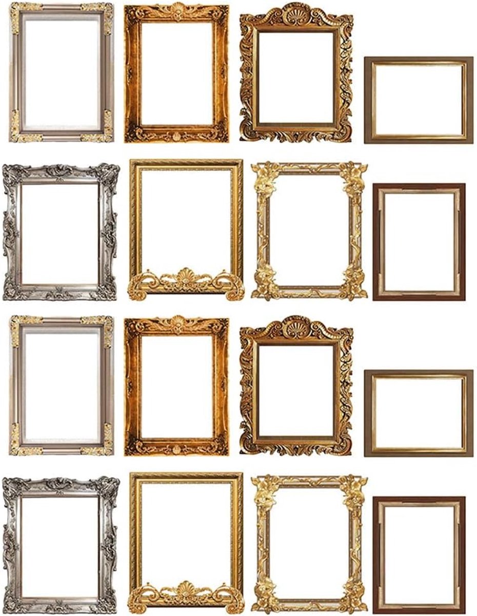 16 Stuks Stickers Vorm Fotolijst Achtergrond Stickers Muursticker Fotolijsten Ons Leven Geschiedenis Thuis Posters Decor Muurlijsten Oude Collage Pvc