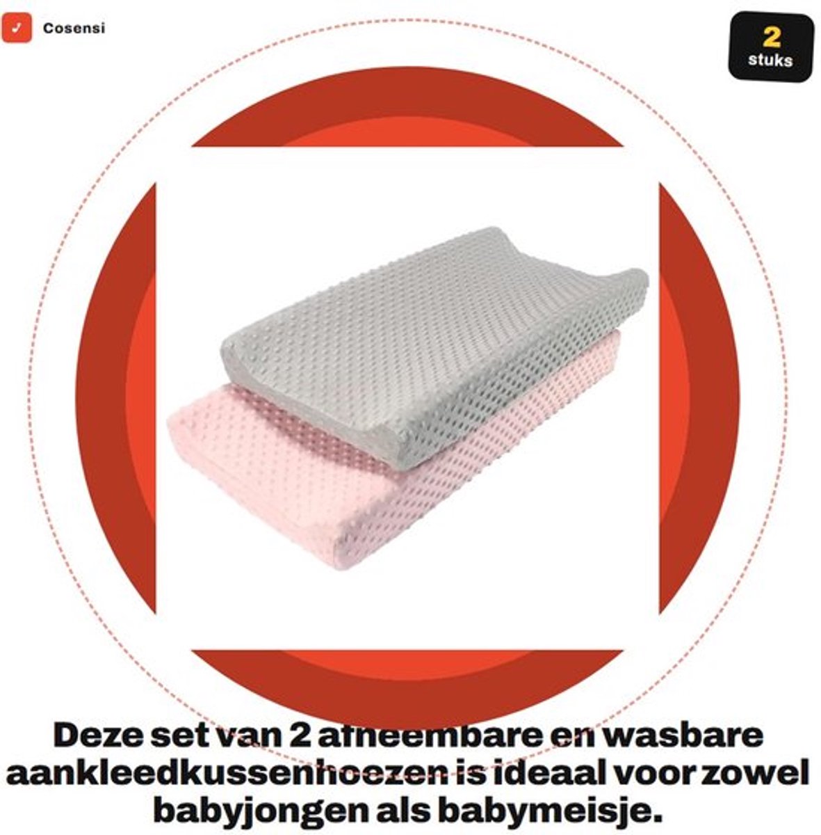 Aankleedkussenhoezen 2 Stuks - Afneembaar/Wasbaar - Hydrofile Stof - Verstelbare Bevestigingsgesp - Geschikt voor Aankleedkussens tot 17,5 cm Breed - Ideaal Newborn Cadeau - Luierkussenhoes