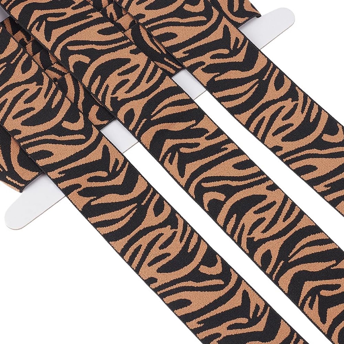 4.3M 40Mm Bruin Zwart Gedrukt Elastische Lint Geweven Elastische Band Vintage Zebra Dier Jacquard Stretch Trim Polyester Bands Voor Gift Wrapping Broek Kleding Tassen Diy craft supply