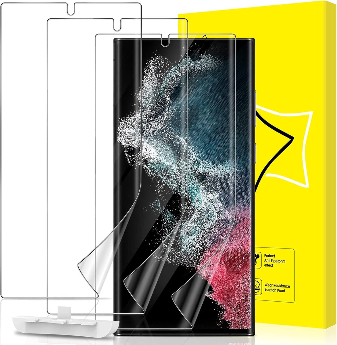 3 stuks Screen Protector Compatibel met Samsung Galaxy S22 Ultra 5G, Zachte TPU Beschermfolie, Volledige dekking Flexibele Schermbeschermer, Eenvoudige Installatie, Geen Luchtbellen