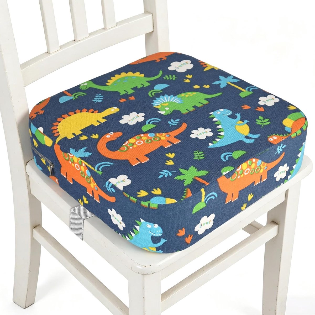 Stoel voor kinderen, draagbaar antislip zitkussen voor kinderen, 30 x 30 x 4 cm, afneembaar, wasbaar, zitkussen met 2 veiligheidsgespen, voor thuis, picknick, reizen