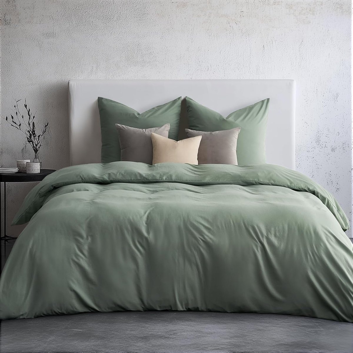 200x220 Groen, 200x220 Beddengoedset Saliegroen 1 Dekbedovertrek 200x220 + 2 Kussenslopen 80x80 cm, ÖKO-TEX Superzacht Strijkvrij Beddengoed Microvezel met rits