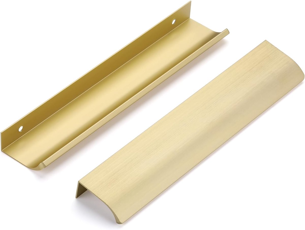 6 stuks keukengrepen Goud gatafstand 192mm Verborgen kastgrepen aluminiumlegering Lengte 250mm (Goud)