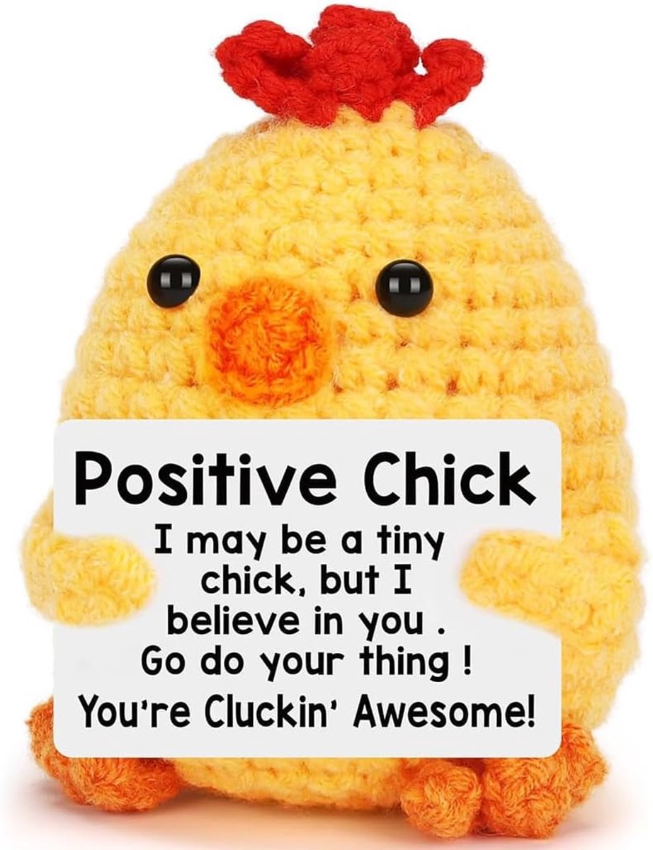 Cadeau voor dames, kuiken, decoratie huis, grappig idee, verjaardag en feest, meisjes, jongens, dames, heren, broer, zus, vriend, kind, tiener, verrassing, collega kantoor, pluche motivatie