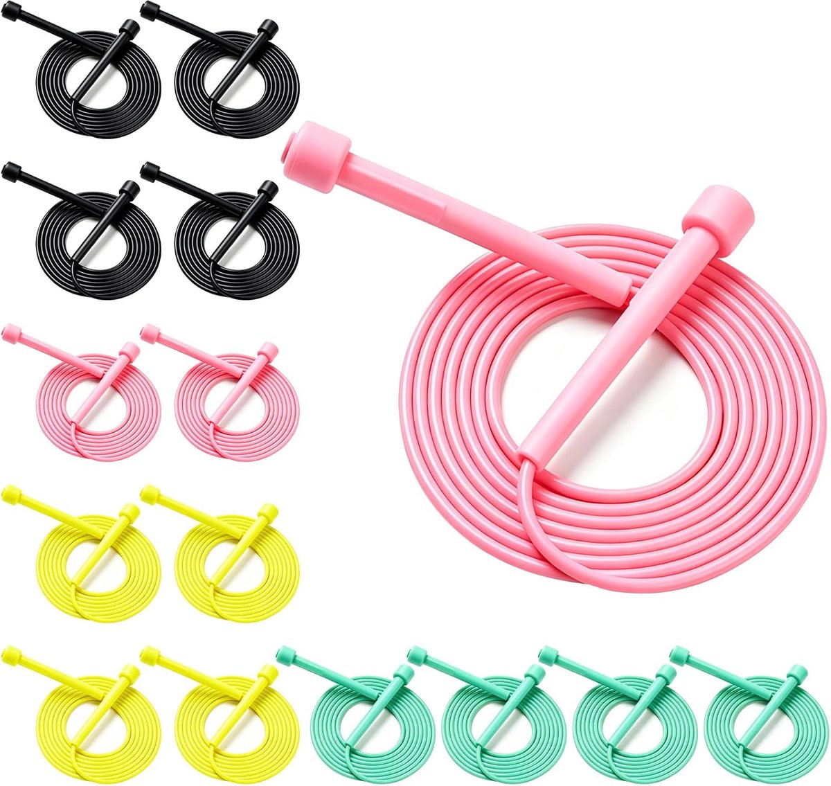 Springtouw, springtouw voor volwassenen en kinderen, 15 stuks, 8,7 ft | Antislip handvat, lichtgewicht 65g, voor fitness gewichtsverlies en outdoor kinderen activiteitenspel