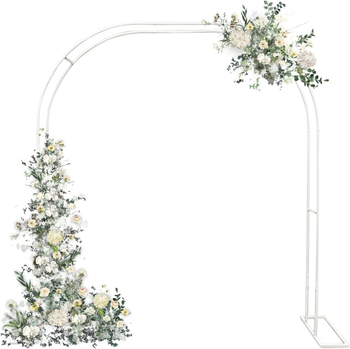 240 x 220 cm, metalen rozenboog, stabiele tuinboog met klimhulp, tuinrankrooster voor klimplanten, robuuste metalen boog met steunen voor outdoor-gebruik (wit)