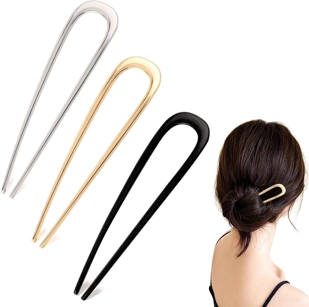 Haarspelden van metaal voor dik haar | U-vormige haarspelden tanden opgestoken kapsel chignon pins voor vrouwen meisjes haarstyling