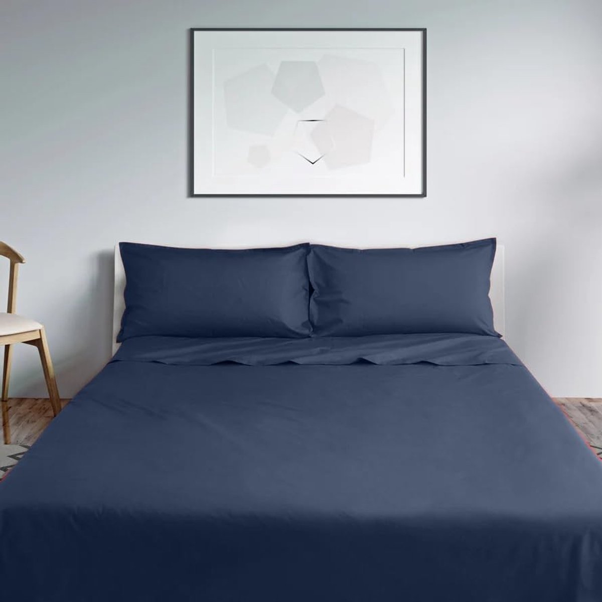 Beddengoedset van percal van puur katoen, draaddichtheid 200, effen, Milaan, bedlakens voor Frans bed, seitan