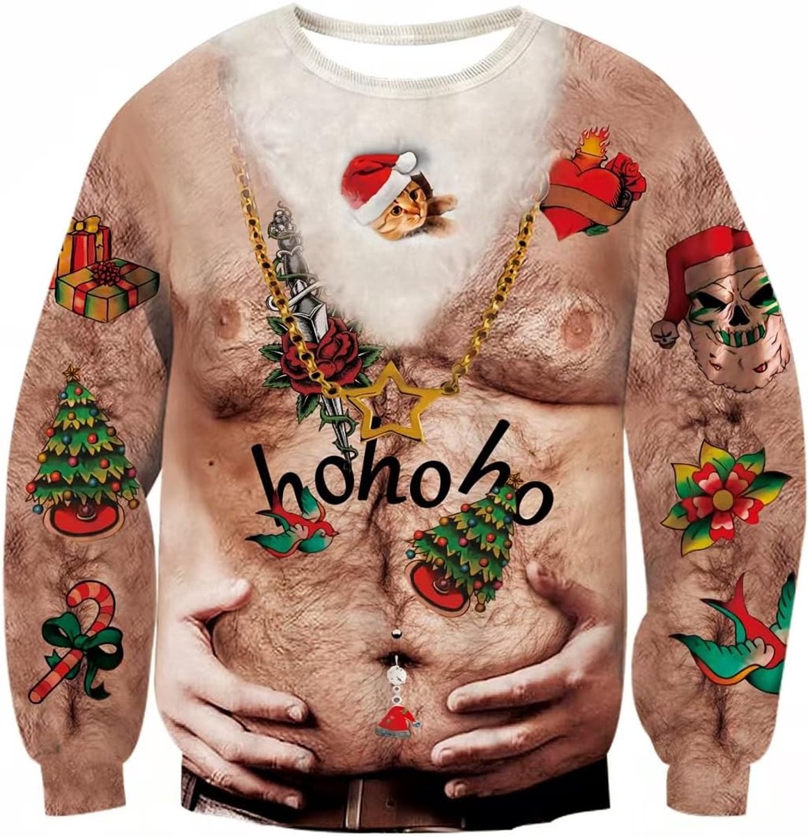 Kersttrui heren dames 3D lange mouwen Ugly Christmas pullover grappig sweatshirt lange mouwen Kerstmis jumper