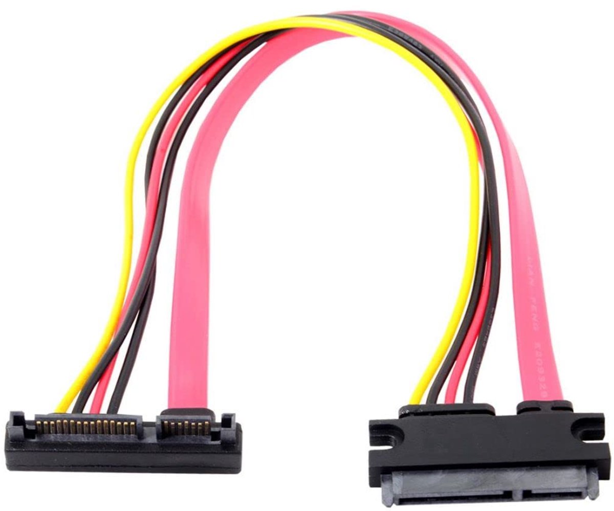 Hoekige SATA III 3.0 7+15 22 Pin SATA Mannelijke naar Vrouwelijke Data Power Extension Kabel 30 cm