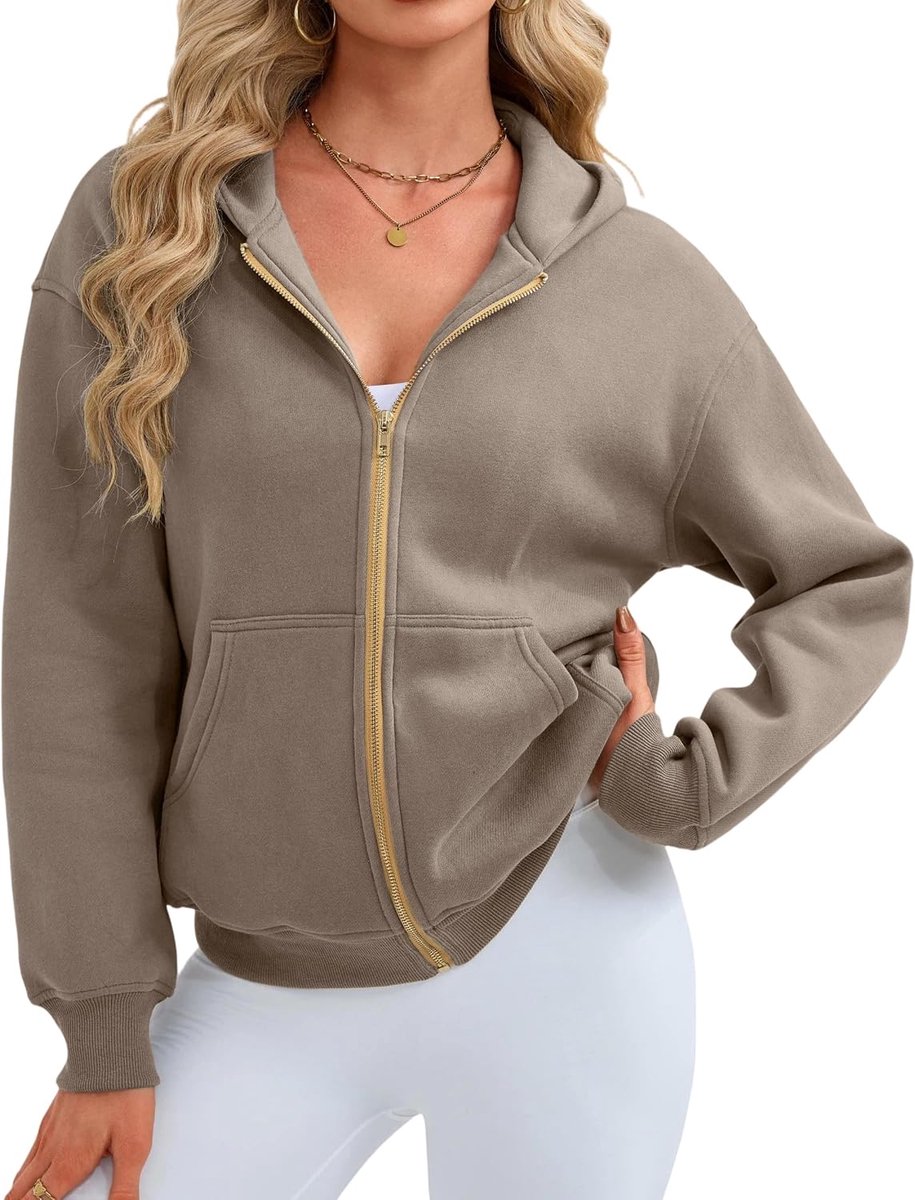 Sweatjack dames met capuchon lange mouwen sweatshirt jas rits hoodie | Katoenen jas met capuchon en zakken, warme jas met ritssluiting voor herfst en winter, vrije tijd met ritssluiting, sportjack