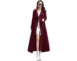 Ebossy Trenchcoat met dubbele rij knopen voor dames, slank model, volledige lengte, maxi, lange overjas