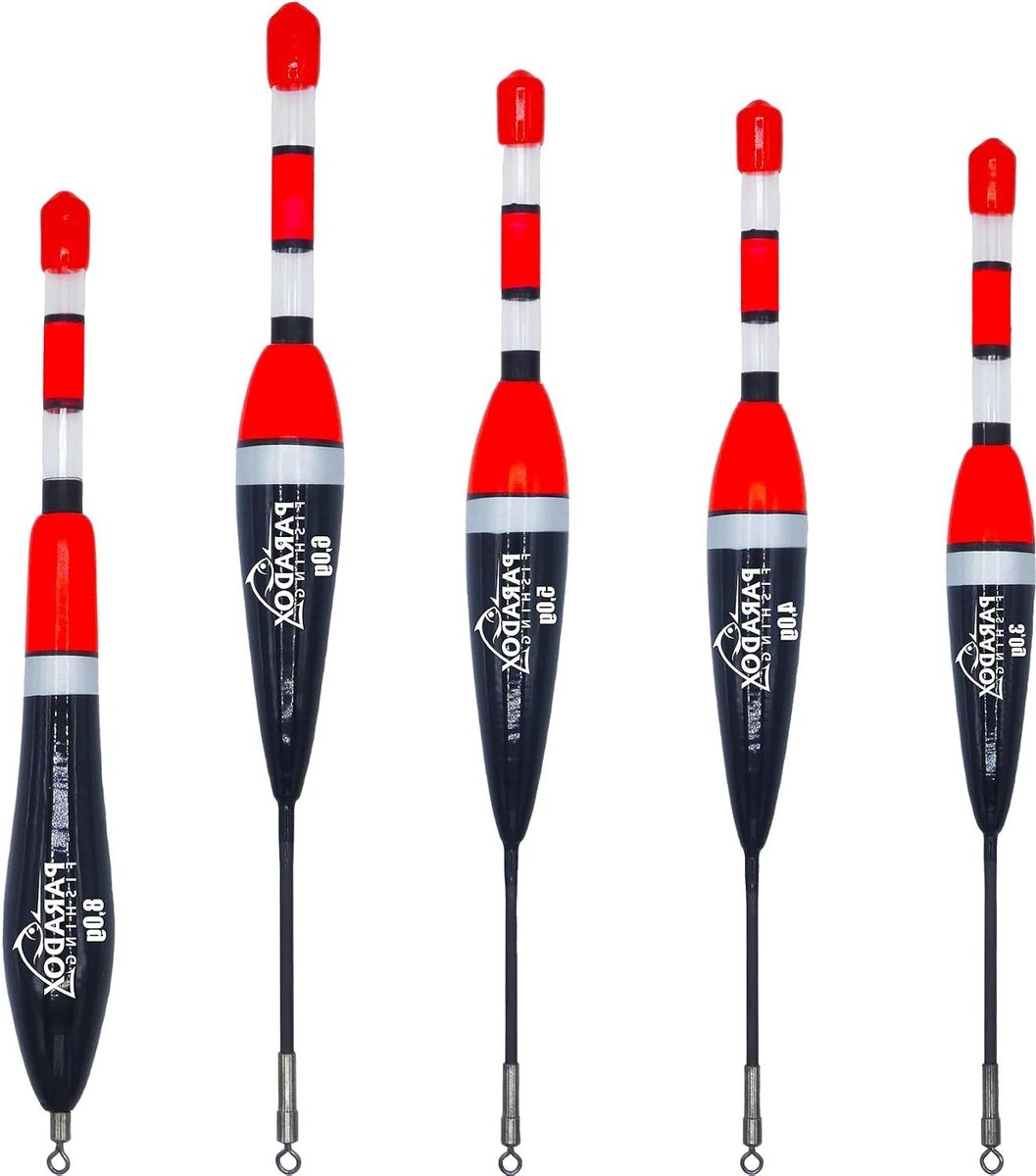 Dobber Set - Hengel Dobbers - Vissen Overdag Nacht - Robuuste Ring Verankerd - 5 Stuks - Rood Zwart