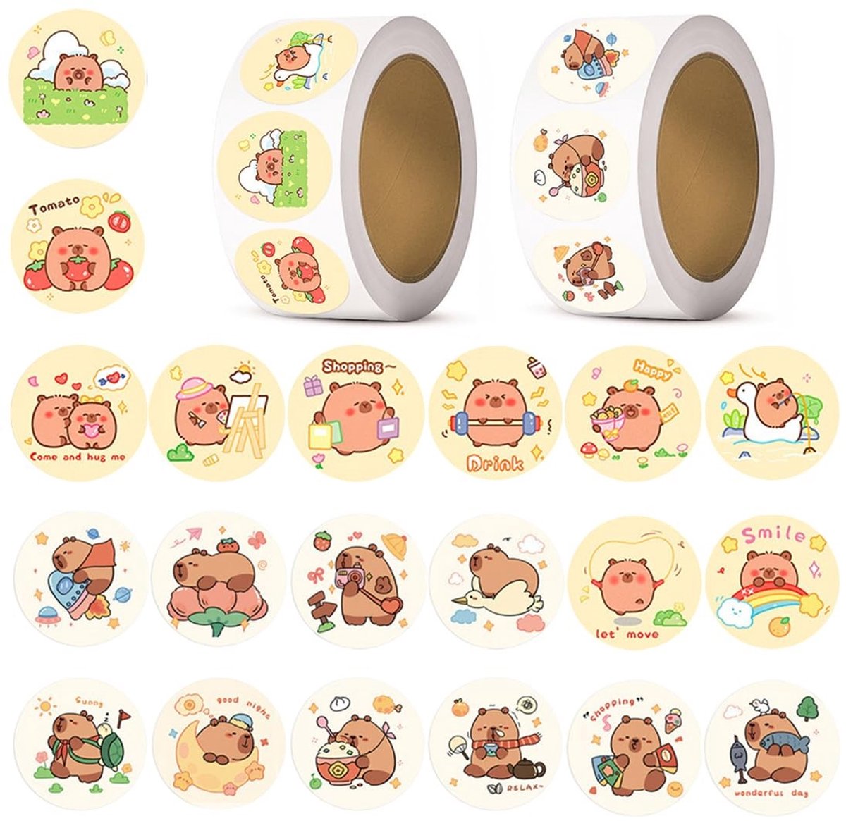 Omgoods - Set van 600 Waterdichte Capybara Stickers voor Decoratie