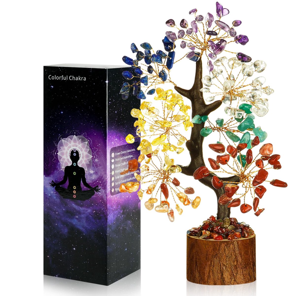 7 Chakra Edelsteen Boom des Levens - Kristallen Decoratie - Spirituele Woondecoratie - Cadeau voor Verjaardag, Housewarming & Positieve Sfeer