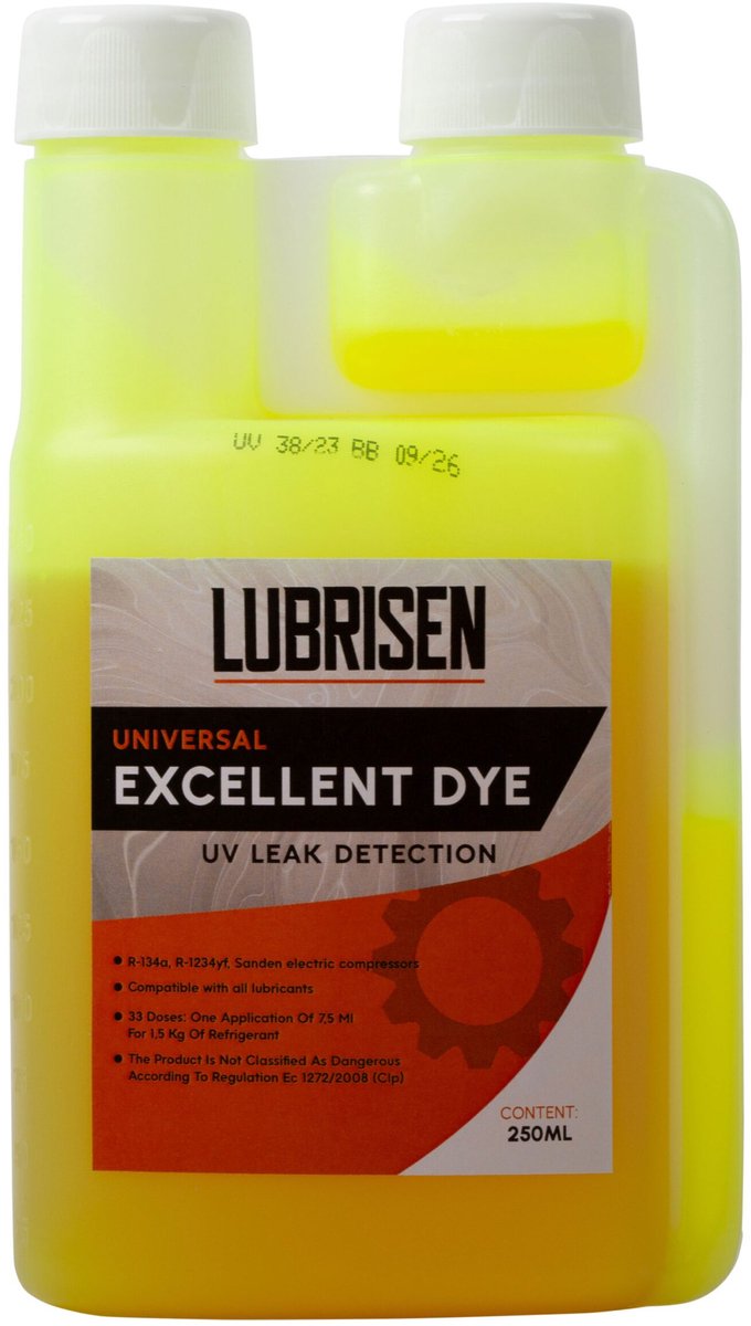 Universele UV lekdetectie additief olie 250 ml voor R134A / R1234YF / hybride & elektrisch