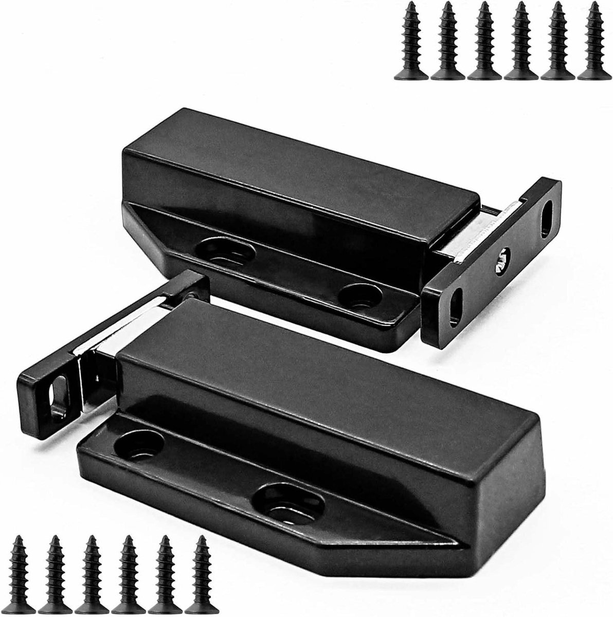 Magnetische druksluitingen - Kast sluitingen - Kasten openen - Dubbele magneet - 2 stuks - Zwart