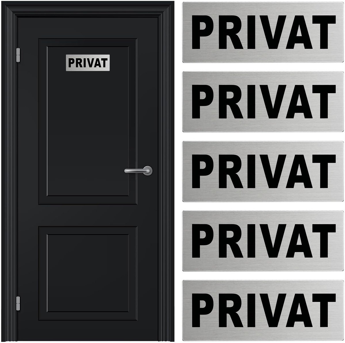 SolidKeus - Set van 5 Privé Deurbordjes, Zelfklevend en Weerbestendig