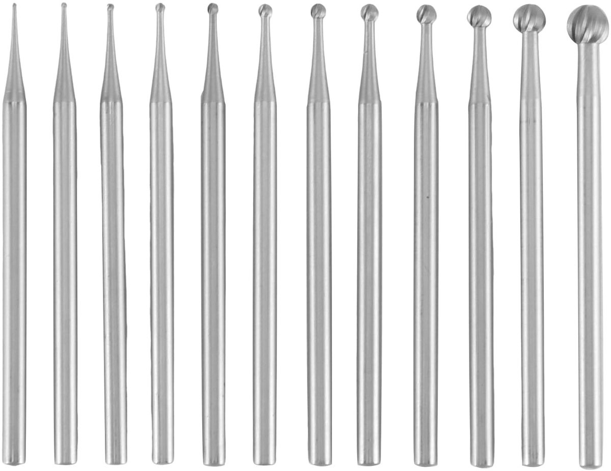 SolidKeus - Set van 12 Ronde Graveerburrs met 3/32 Inch Schacht