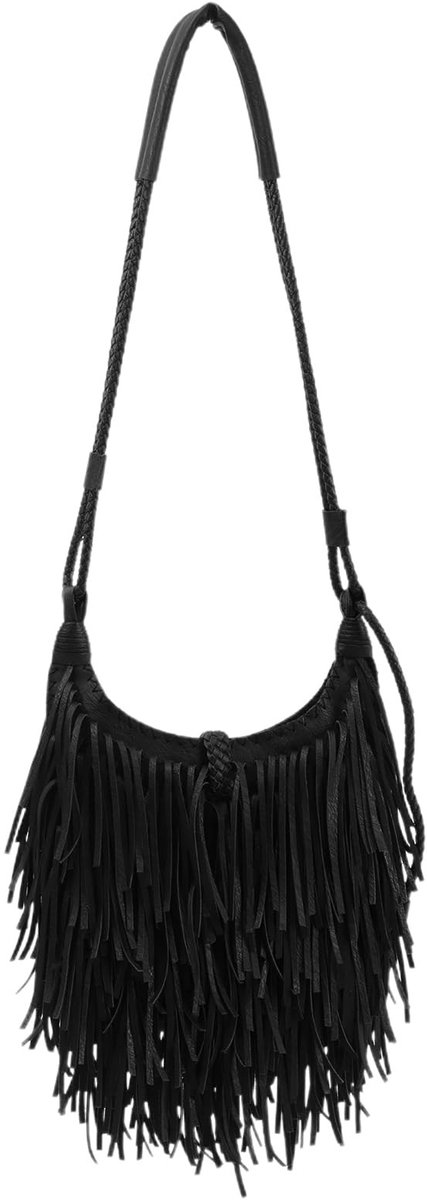 SolidKeus - Dames Faux Suede Schoudertas met Franjes