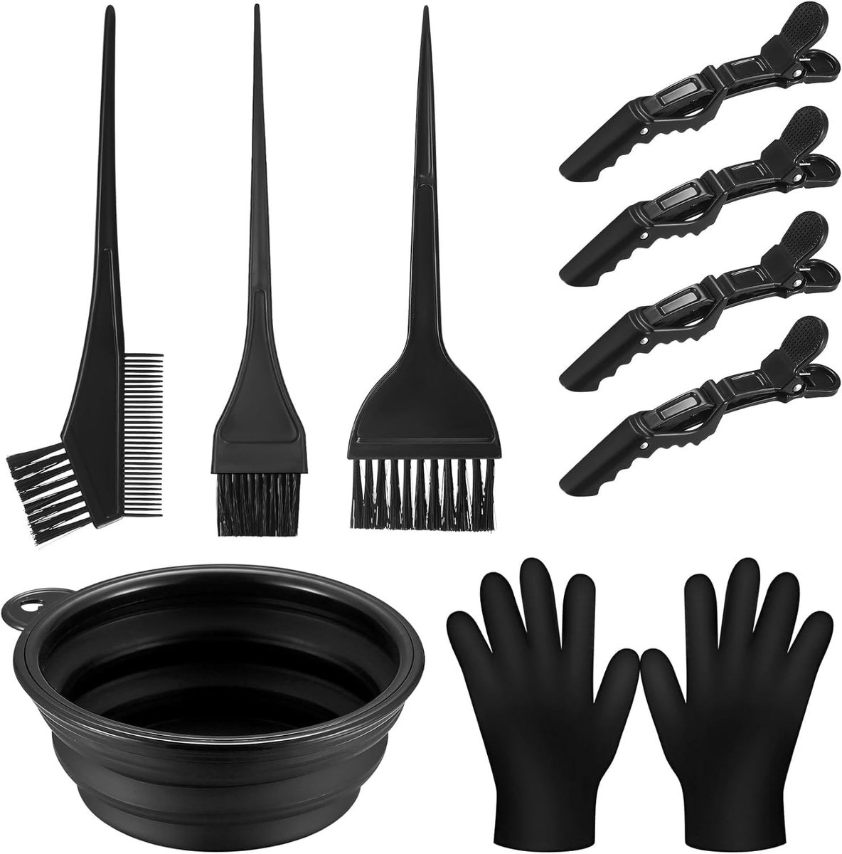 Complete Haarverf Set met 9 Stukken: Borstels, Kam, Kom, Spelden en Handschoenen voor Thuisgebruik en Kapperskwaliteit