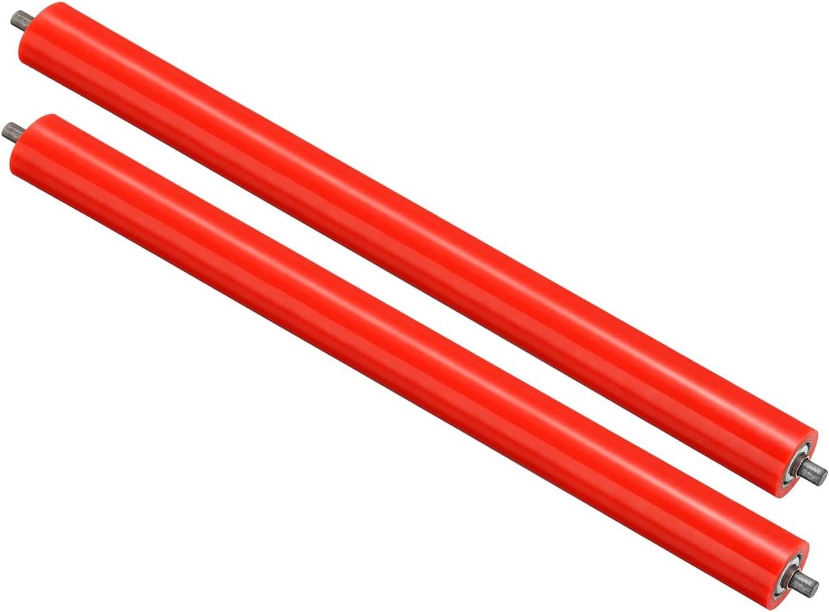 Polyurethaan Gecoate Transportrol 2 Inch Diameter en 24 Inch Lengte, 2 Stuks RVS Vervangingsonderdeel voor Galvanized Einde, Rood, Voor Transportbanden en Machines