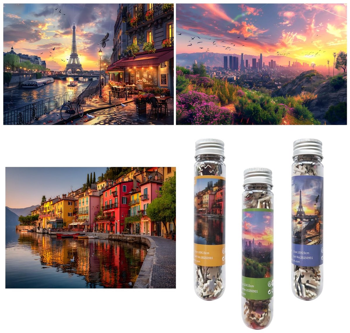 SolidKeus - Mini Puzzels voor Volwassenen met 150 Stukjes Eiffeltoren Zonsondergang