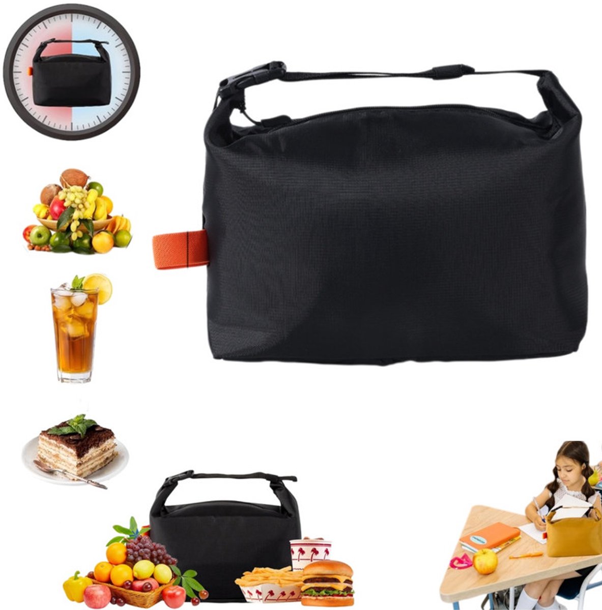 Geïsoleerde lunchtas-24.5*22*14cm–Lekvrije thermische lunchtas–Geschikt voor volwassenen en kinderen–Waterdichte koeltas–Grote inhoud–Ideaal voor werk, school, picknicks en reizen–Koeltas-Lunchtas-Koeltasje lunch-Isolatie-lunchtas dames voor werk