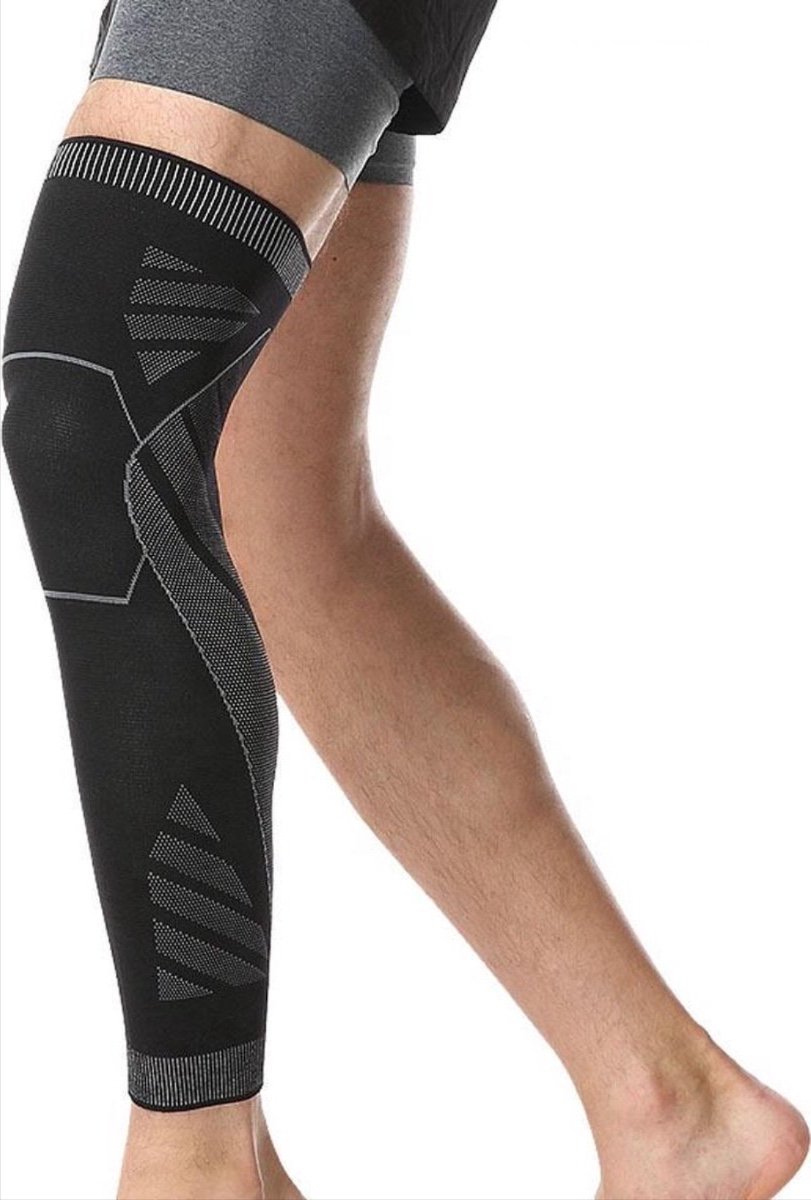 *** Kuitbeen Knie Brace Maat M Ondersteuning - Compressie - Elastisch materiaal - Zwart/ Grijs - niet Medisch van Heble® ***