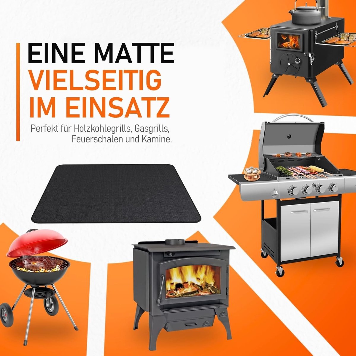 Vuurvaste Onderlaag - Zwart - 154 x 100 cm - Hittebestendig tot 980 °C - Voor Bescherming van Terras en Gazon