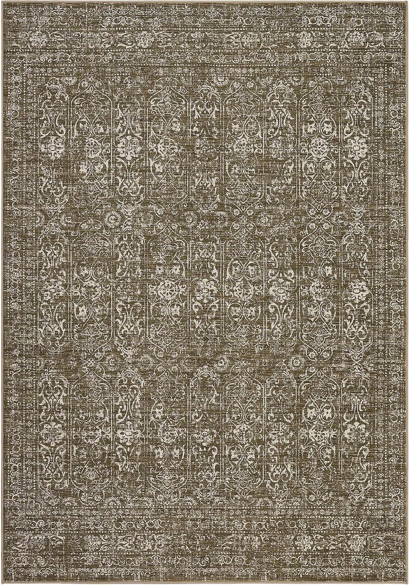 Oosters Vintage Vloerkleed - Wasbaar Antislip Kortpolig Bloemmotief - Camel - 160x230 cm